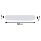 White LED ceiling light with rounded edges, dimensions 520x165x35 mm, modern design for living spaces