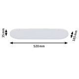 Witte LED-plafondlamp met afgeronde hoeken, afmetingen 520x165x35 mm, modern ontwerp voor woonruimtes