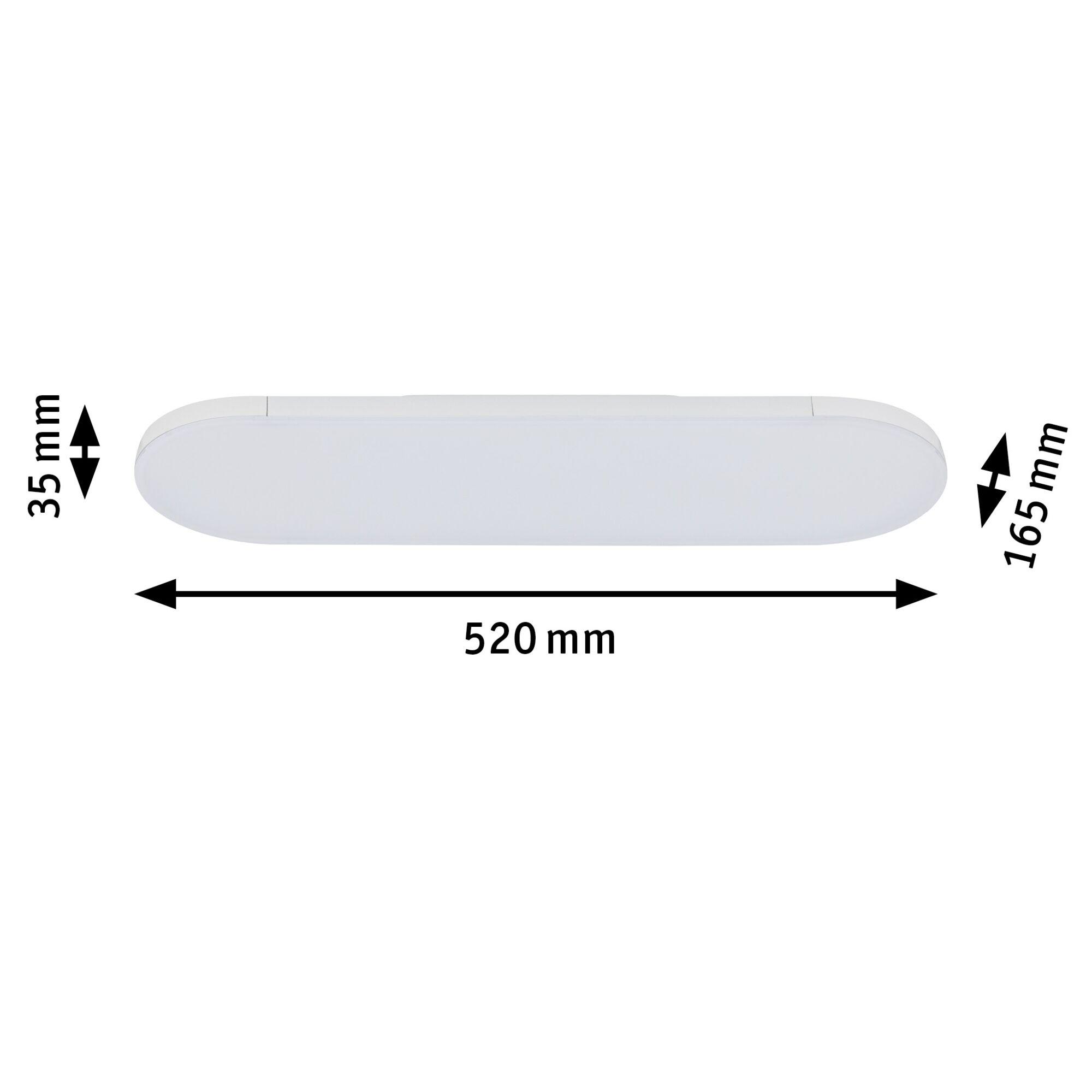 White LED ceiling light with rounded edges measuring 520x165x35 mm for modern lighting solutions