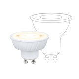 White LED reflector lamp with GU10 base and warm white light for energy-efficient lighting