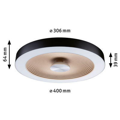 Round ceiling light with black edge and beige ribbed center, 400 mm diameter, modern LED lighting.