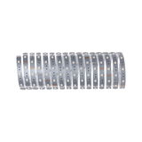 Flexible silver LED strip with white lights for modern lighting and decorative use.