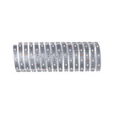 Bande LED flexible argentée avec lumières blanches pour éclairage moderne et décoration.