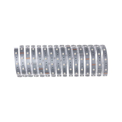 Bande LED flexible argentée avec lumières blanches pour éclairage moderne et décoration.