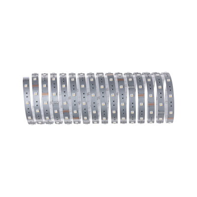 Bande LED flexible argentée avec lumières blanches pour éclairage moderne et décoration.