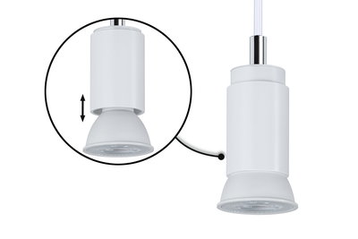 Hvid metal LED-pendel med justerbart hoved til alsidig belysning