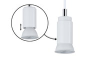 Weißer LED-Pendelleuchte aus Metall mit verstellbarem Leuchtkopf für flexible Beleuchtung