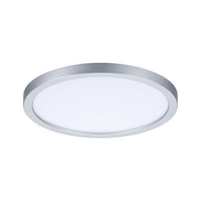Plafonnier LED rond avec cadre en aluminium argenté et diffuseur blanc pour éclairage moderne