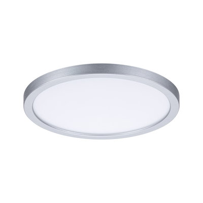 Plafonnier LED rond avec cadre en aluminium argenté et diffuseur blanc pour éclairage moderne