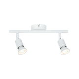 Moderne hvid LED-loftspot med to justerbare metal lamper til fokuseret belysning