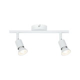 Moderne witte LED-plafondspot met twee verstelbare metalen lampen voor gerichte verlichting