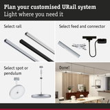 Guide to planning URail aluminium rail system in black and white for LED lighting setup