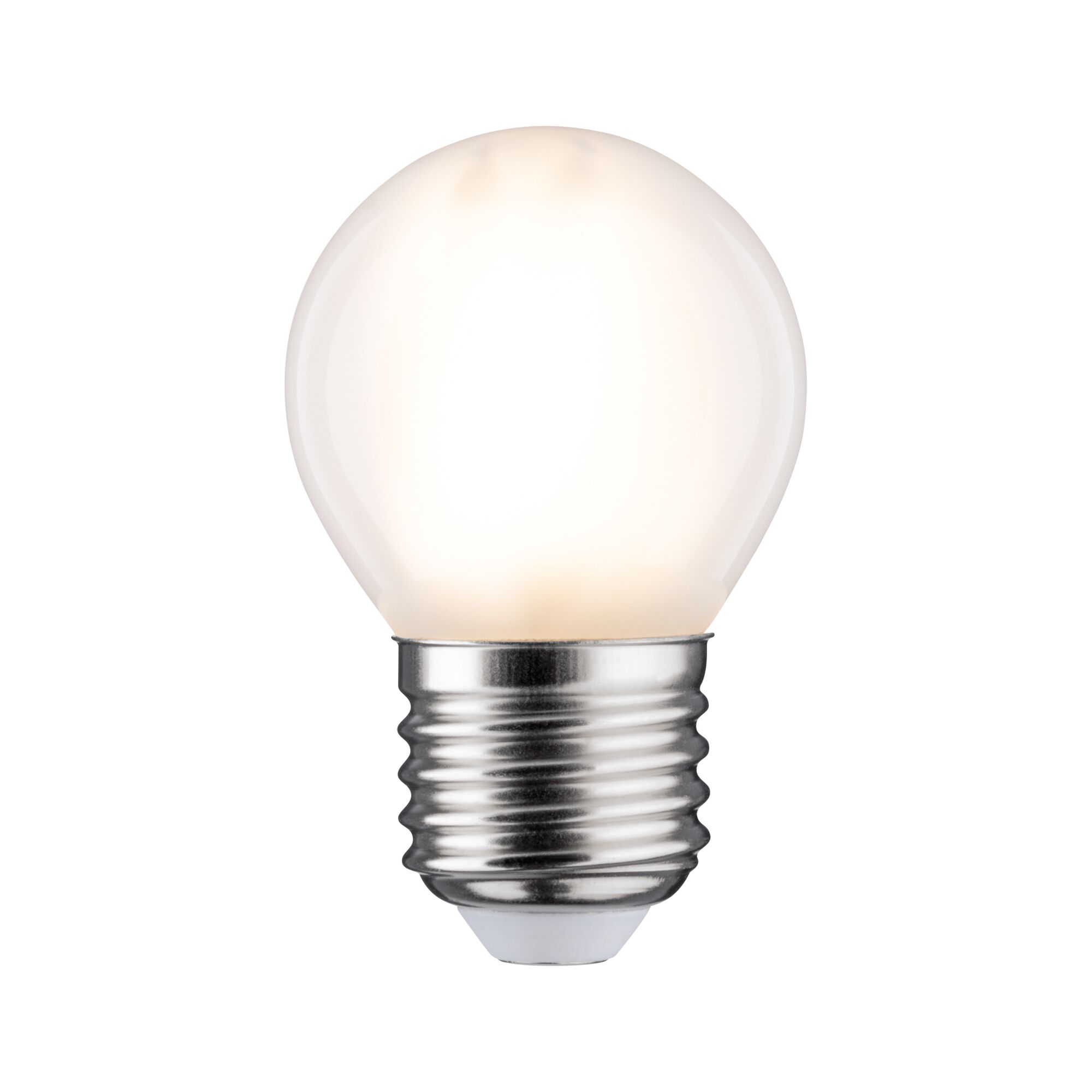 Lille LED-pære med mat hvid glas og E27-fatning til energibesparende belysning
