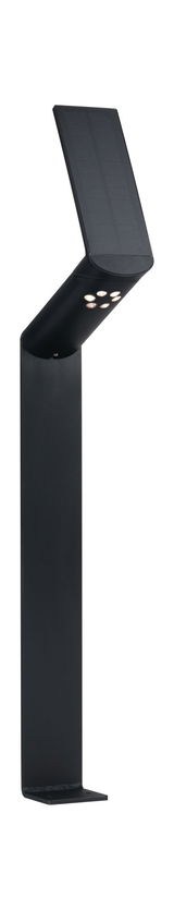 Schwarze Solarleuchte mit sechs LED-Lichtern und modernem Design für Außenbereiche und Gartenbeleuchtung