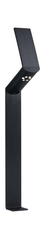 Schwarze Solarleuchte aus Metall mit sechs LED-Lichtern, moderne Außenbeleuchtung für Garten und Weg