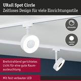 Weißer URail Spot Circle LED-Strahler mit dimmbarer neutralweißer Beleuchtung für vielseitige Raumgestaltung