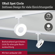 Weißer URail Spot Circle LED-Strahler mit dimmbarer neutralweißer Beleuchtung für moderne Innenräume