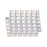 Flexibler LED-Lichtstreifen mit warmweißem Licht und selbstklebender Rückseite für vielseitige Beleuchtung.