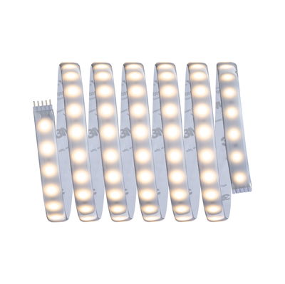 Flexibler LED-Lichtstreifen mit warmweißem Licht und selbstklebender Rückseite für vielseitige Beleuchtung.
