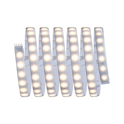 Flexibler LED-Lichtstreifen mit warmweißem Licht und selbstklebender Rückseite für vielseitige Beleuchtung.