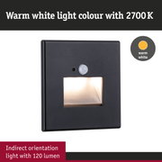 Black LED wall light with warm white 2700K indirect illumination and 120 lumens for indoor use