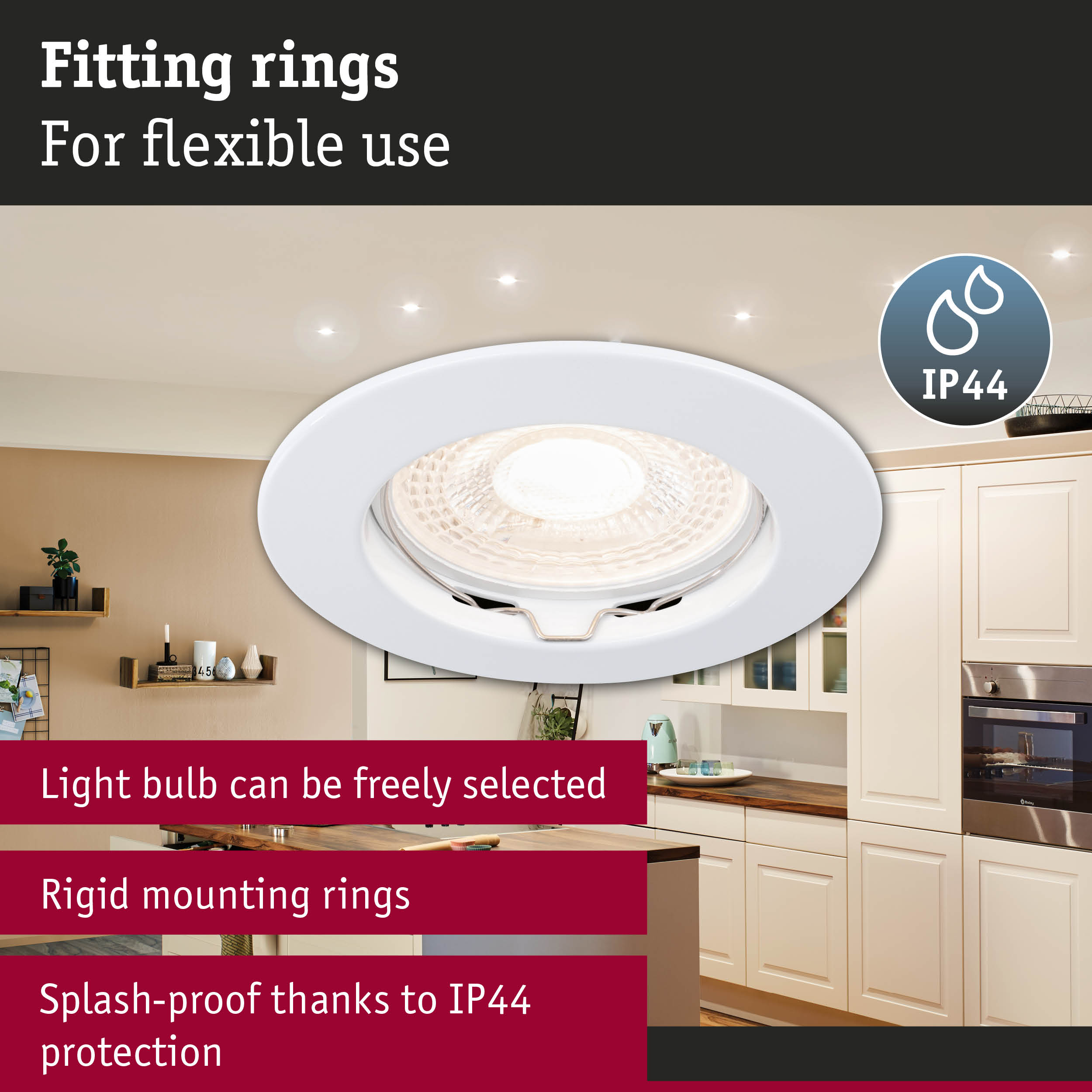 Premium Downlight IP44 round 79mm GU5,3 max. 50W 230/12V dimmable White