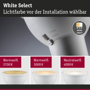 Weißer LED-Spot mit einstellbarer Lichtfarbe 2700K, 3000K und 4000K für flexible Beleuchtung
