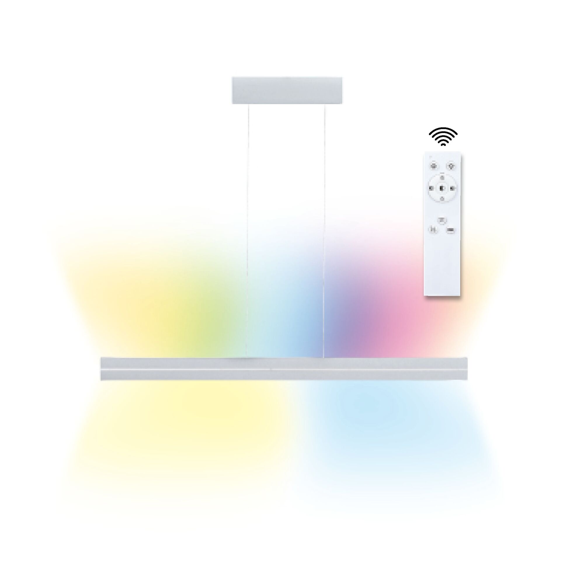 LED Pendant luminaire Raiko RGBW+ dimmable 1400lm / 240lm 19W / 6W Silver matt Modern white LED pendant light with remote control and multicolour lighting for living spaces