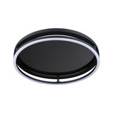 Plafonnier LED rond noir en métal avec anneau lumineux blanc pour un éclairage moderne