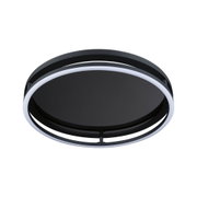 Round black metal LED ceiling light with white light ring for modern home lighting design