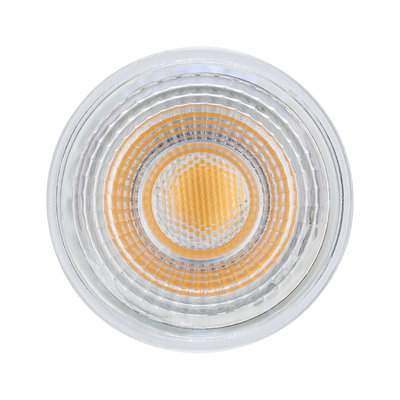 Round LED spotlight with clear glass and warm white light source for energy-efficient lighting