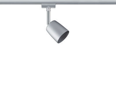 Moderner silberner LED-Strahler aus Metall für Schienensysteme, ideal für Akzentbeleuchtung.
