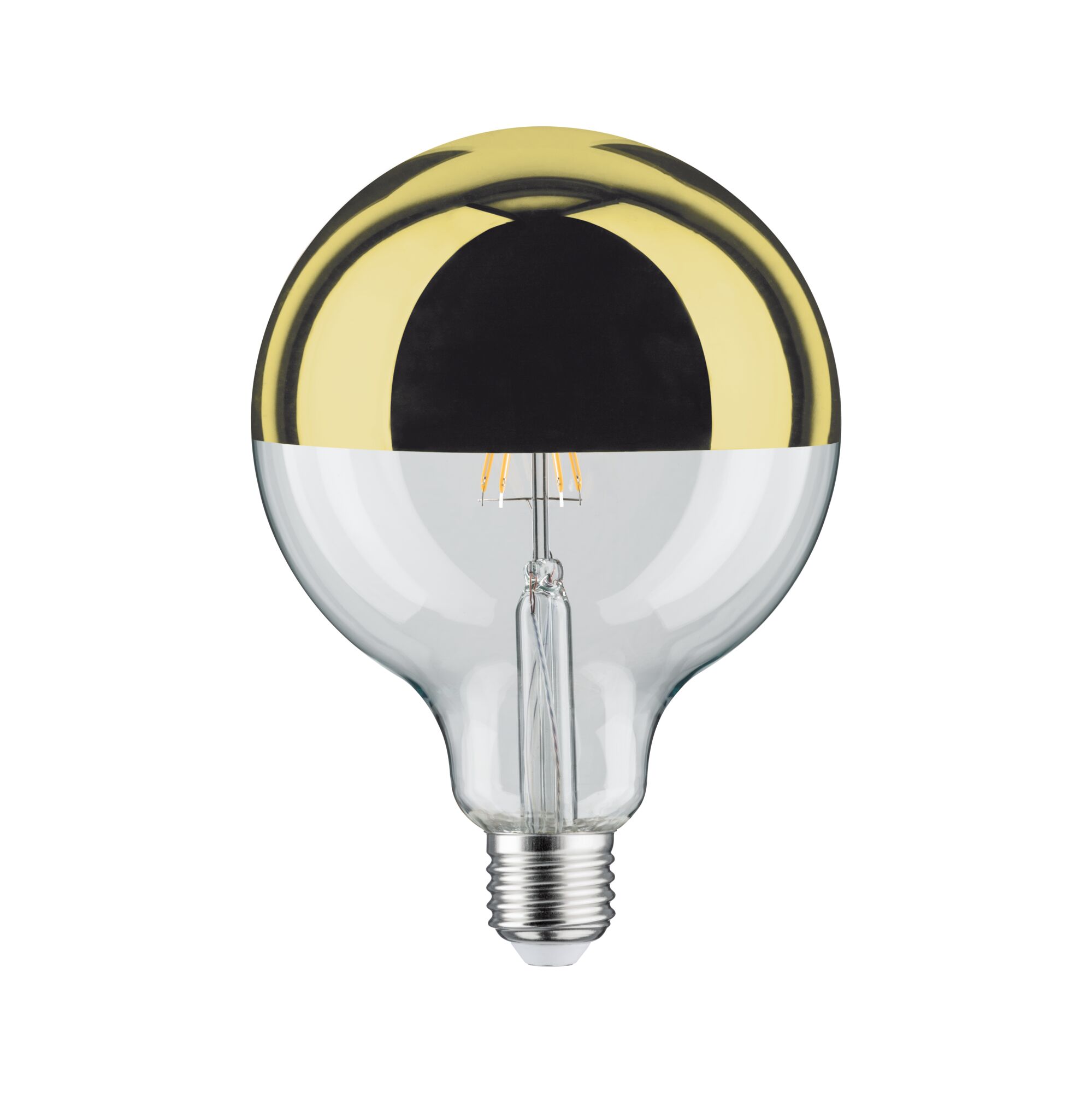 Light bulb with gold half-mirror coating and clear glass for decorative LED lighting