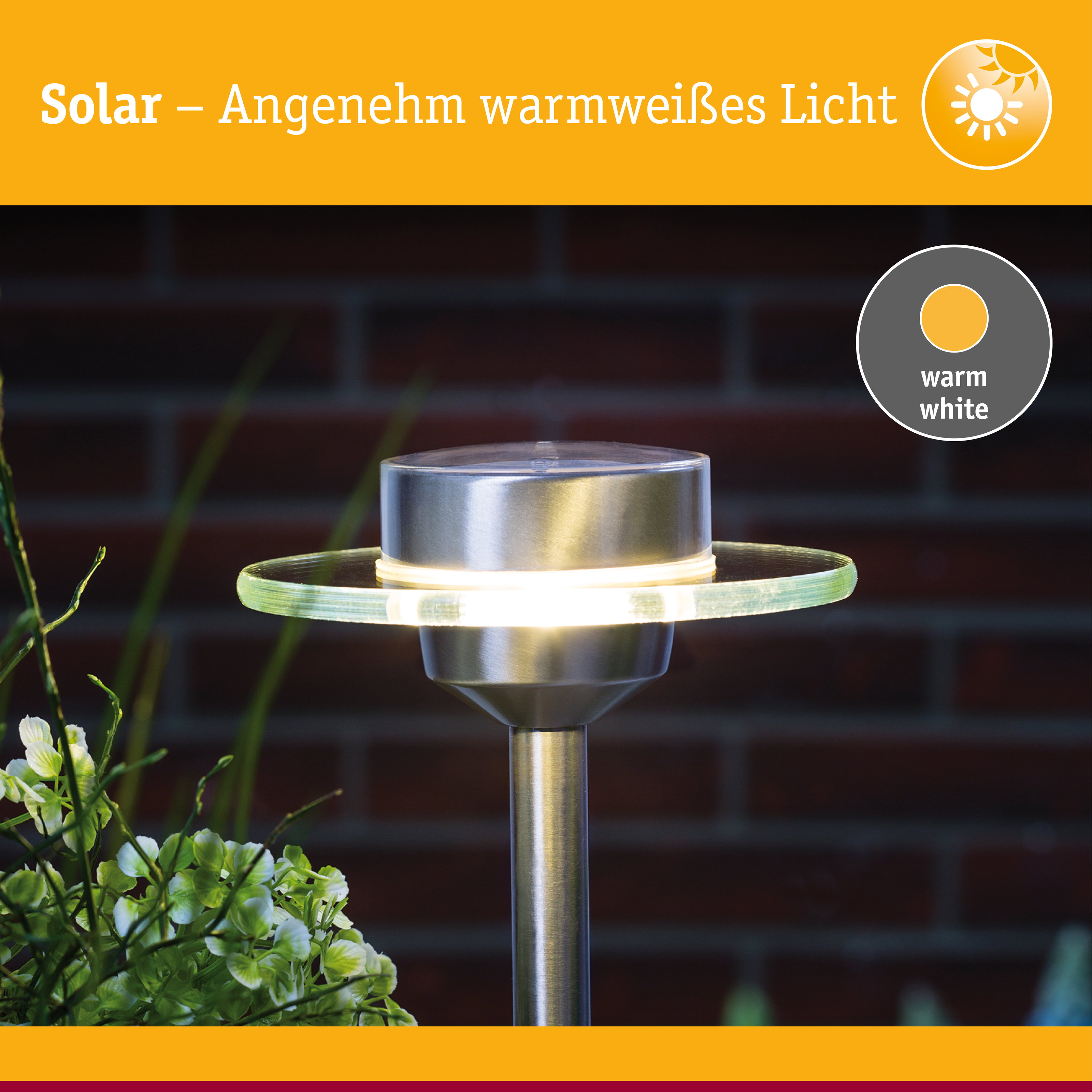 Solar LED Gartenstrahler Ufo IP44 3000K Edelstahl/Klar