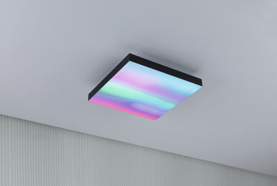Square ceiling light with black frame and multicolor LED for modern ambient lighting in rooms