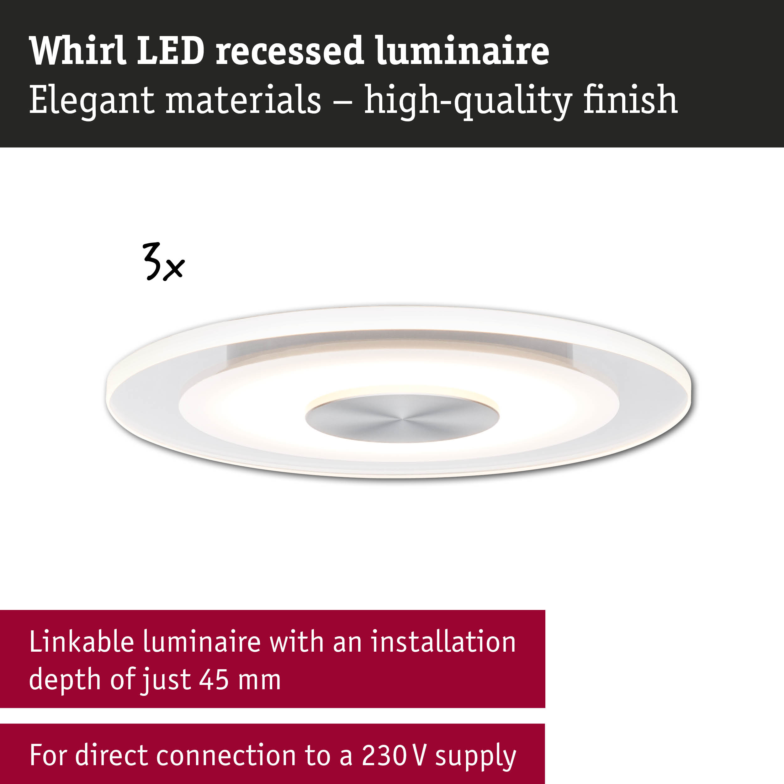 White Whirl LED recessed luminaire with elegant design and high-quality finish for modern lighting solutions