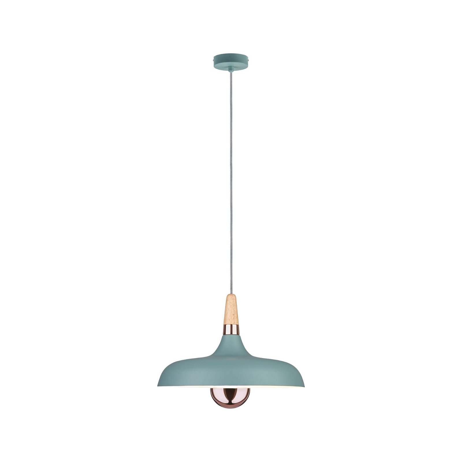 Neordic Pendant luminaire Juna E27 max. 20W Soft green/Copper/Wood dimmable Metal/Wood