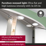 Ultra-flat furniture recessed LED light with neutral white illumination for bright room lighting