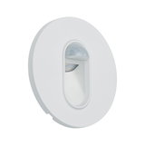 Round white LED recessed light with motion sensor made of plastic for energy-saving lighting