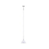 White metal pendant lamp with dome-shaped shade and long cable for modern indoor lighting