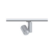 Modern grey metal LED spotlight for track systems, energy-efficient indoor lighting solution