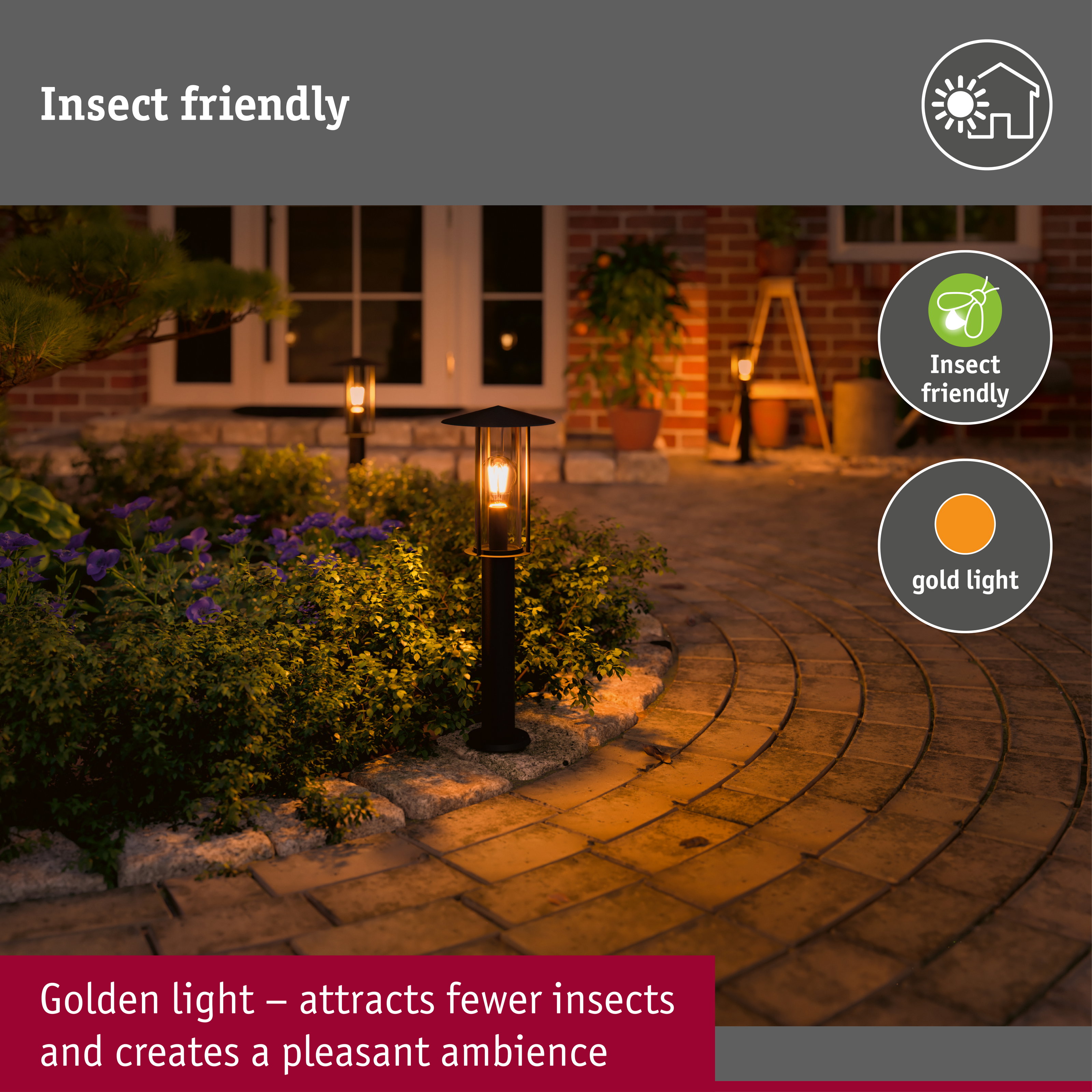 Bollard light Classic insect friendly IP44 500mm 2200K 4,3W 420lm 230V Black E27 Metal