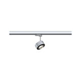 Modern grey metal LED spotlight on track system for flexible room lighting solutions