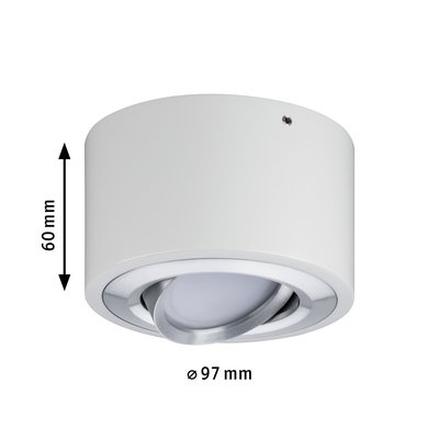 Spot de plafond rond blanc en métal de 97 mm de diamètre et 60 mm de hauteur pour éclairage moderne