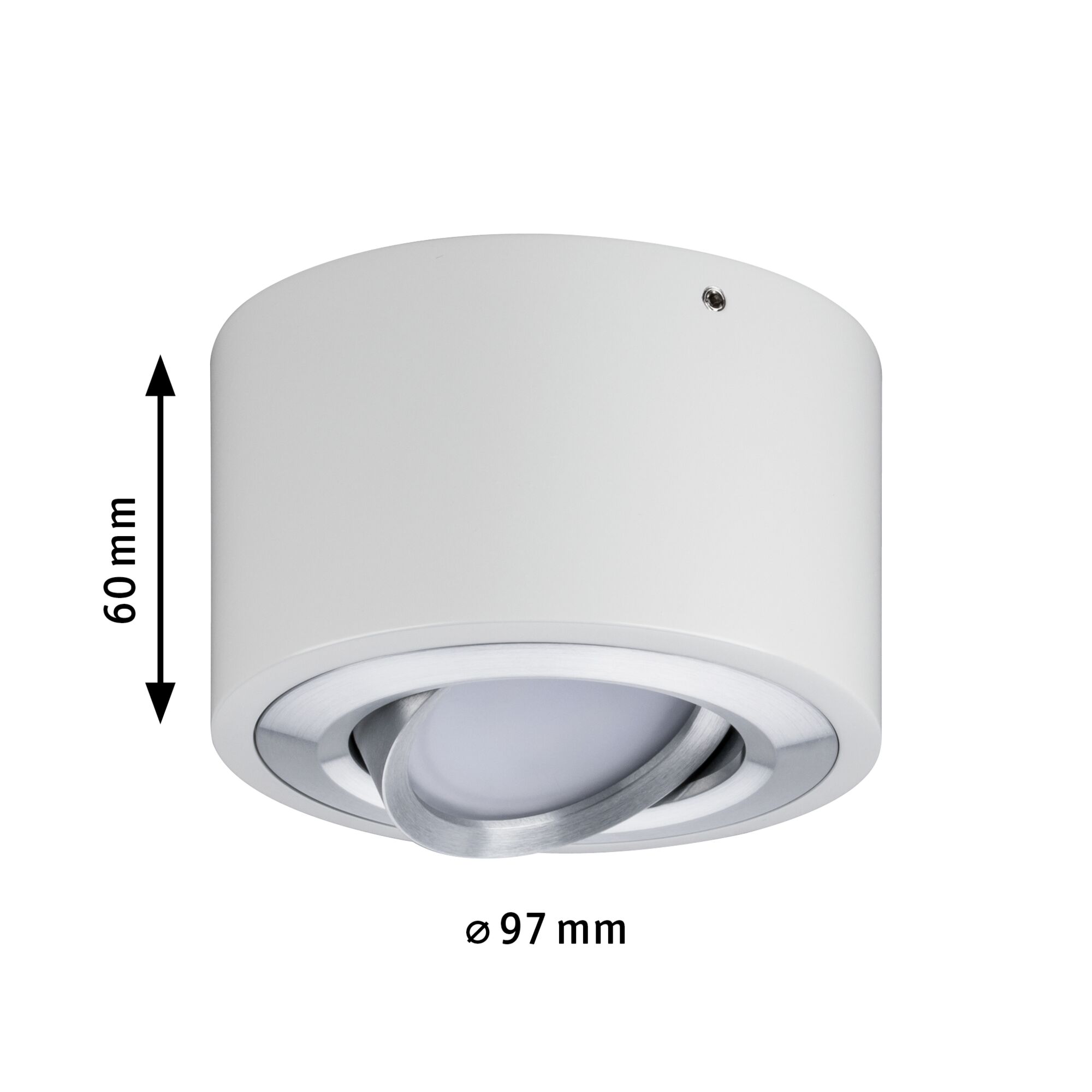 Biały metalowy reflektor sufitowy LED z regulowanym kątem światła i nowoczesnym wyglądem