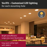 Living room with warm white LED recessed lights for bright, efficient large-area room illumination