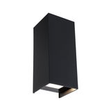 Applique murale extérieure rectangulaire noire en métal avec éclairage vers le bas pour façade moderne