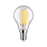 Small LED bulb with clear glass and warm white filaments, energy-saving light source