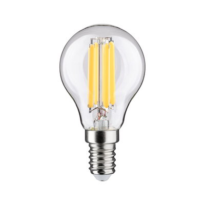 Small LED bulb with clear glass and warm white filaments, energy-saving light source