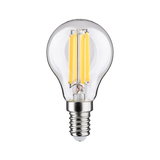 Lille LED-pære med klart glas og varm hvide filamenter, energibesparende lyskilde